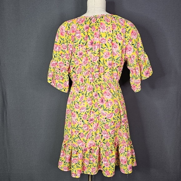 Umgee Floral Yellow and Pink Women's Dress - Picture 4 of 7